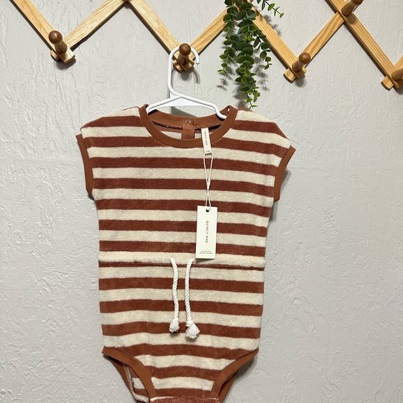 Quincy Mae Terry Retro Romper in Amber Stripe 0-3 NWT - Picture 3 of 6